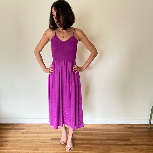 Rebecca Taylor 100% Silk Snakeskin Pattern Midi Dress, Drop Waist - Pink, Size 4 - Picture 3 of 11